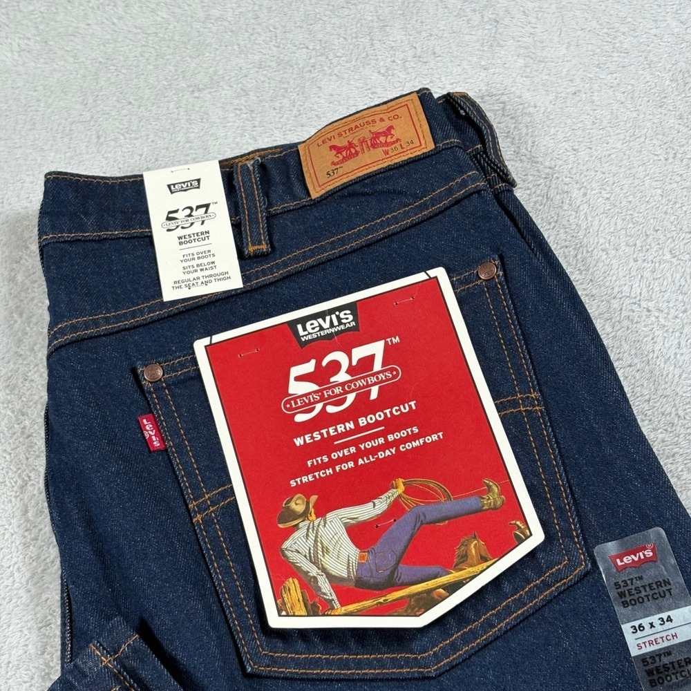 Levis 537 Mens Western Bootcut Jeans Dark Indigo Stretch 36x34 NWT